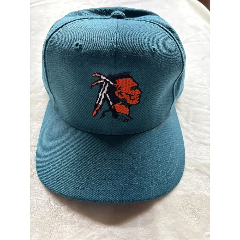 Vintage Ogallala High School Hat Indians SnapBack Turquoise One Size Yupoong